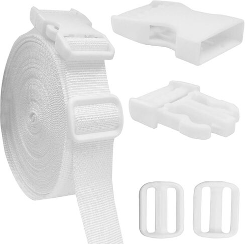 HARSKIYER 1 Inch Buckle Strap Set White, 11 Yd Webbing 6 Clip 12 Slider in Saudi Arabia