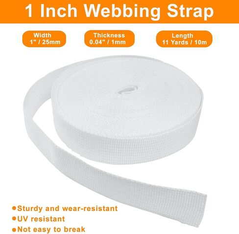 HARSKIYER 1 Inch Buckle Strap Set White, 11 Yd Webbing 6 Clip 12 Slider in Saudi Arabia