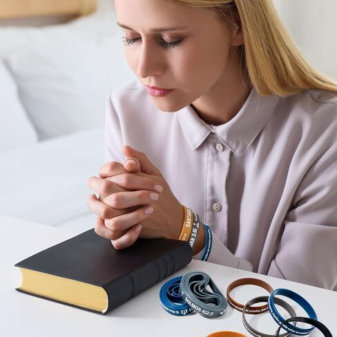 Skylety الإسبانية الكتاب المقدس الآية التحفيزية معصم المطاط أساور السيليكون ملهمة الآية الكتاب المقدس الآية أساور المطاط المسيحية اقتباس معصم الهدايا المسيحية للنساء الرجال (120 أجهزة كمبيوتر ، أنيقة) in Kuwait