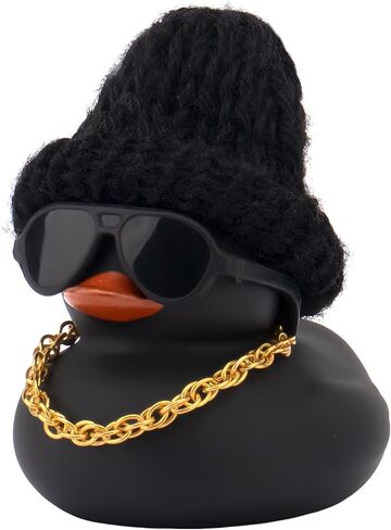 wonuu Car Dashboard Colorful Rubber Ducks, Christmas Eve Decorations Rubber Ducky for Car Ornament Cute Duck with Knit Hat, Glasses, Necklace (Black) in Saudi Arabia