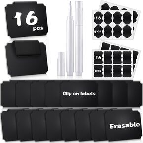 50PCS Basket Labels Set: 16 Plastic Basket Bin Label Clip on, 32 Pantry Basket Labels Tags, 2 White Pen, Removable Clip Label Holder, Reusable Tag Stickers, for Storage Bins Fabric, Organization Box