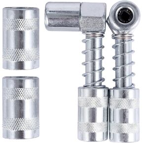 4 قطع محول مقرنة مسدس الشحوم 90 درجة مع الأكمام، 3 أداة تركيب مسدس الشحوم بزاوية الفك، في المساحات الضيقة يتم تثبيتها على تجهيزات الشحوم للسيارات أو المزرعة أو الشاحنات أو الاستخدام الصناعي in Kuwait