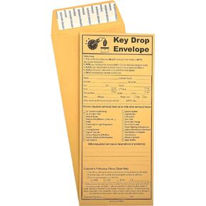 100 Cashier Depot Night/After Hours Key Drop Envelope For Auto Shop Repair or Service, 4 1/8" x 9 1/2", Peel & Seal (NEW), Open End, Premium 24LB Kraft, 100/Box