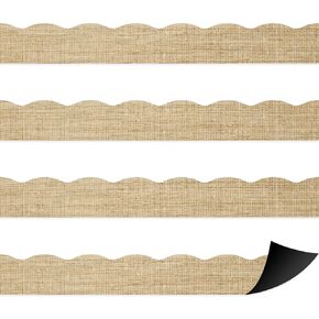 24Pcs Magnetic Burlap Classroom Bulletin Board Border Classroom Magnetic Border for Teachers Classroom Border Strips Classroom Decorations for Office Chalkboard Bulletin Board White Board Decor