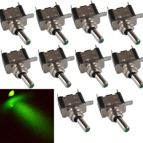 ESUPPORT Universal Car Toggle Switch 12V 20A AMP Blue LED Light Rocker Toggle Switch SPST ON/Off 3Pin Car Motor Switch Pack of 10