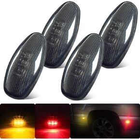 Truck Dually Bed Fender LED Red Amber Side Marker Lights Smoke Lens Compatible For Sierra Silverado 2001-2014 1500 2500HD 3500HD,2001-2006 3500, Plug-and-Play,Waterproof IP67(2xAmber and 2xRed) in Kuwait