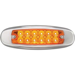 Grand General 78566 Amber Rectangular Spyder 12-LED Marker and Clearance Sealed Light with Clear Lens and Stainless Steel Rim