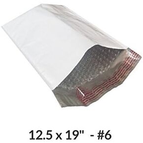 StarBoxes 25 Poly Bubble Mailer Bags 12.5x19" - #6 Pouches Envelopes White Self-Sealing
