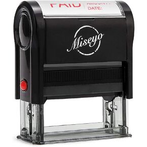Miseyo Paid Stamp Self Inking with Date, Check Number, Amount - Red Ink
