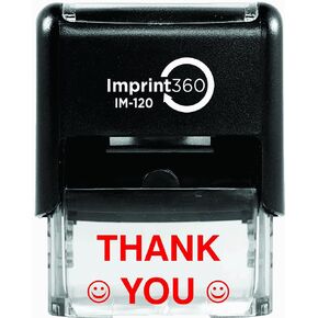 AS-IMP1080 - Thank You, Heavy Duty Commerical Quality Self-Inking Rubber Stamp, Red Ink, 9/16" x 1-1/2" Impression Size, Laser Engraved for Clean, Precise Imprints