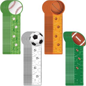 Cute Bookmarks Ruler for Kids Sports Themed Cute Bookmarks Reading Rulers Party Favor for Kids Birthday Students, Teens, Basketball Baseball Football Soccer Party Supplies Classroom Prizes (48 Pieces)
