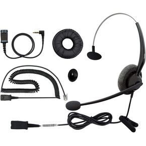 daily headset Phone Headset Compatible with Grandstream Yealink Snom Panasonic Phones Microphone Noise Cancelling RJ9 &3.5 mm Adapter Cable
