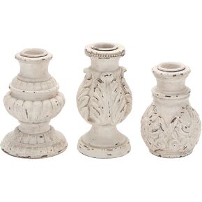 مجموعة حوامل شموع مستدقة من NIKKY HOME مكونة من 3 قطع، حامل شموع عتيقة شمعدان من الراتنج المزخرف لحفلات الزفاف ومدفأة غرفة الطعام وديكور قطع مركزية in Kuwait