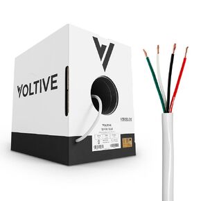 Voltive 18/4 Low Voltage Wire, 500ft, Black - Stranded Bare Copper - UL Listed CL2/CL3 Rated - Alarm/Security, LED Lighting, Audio/Speakers