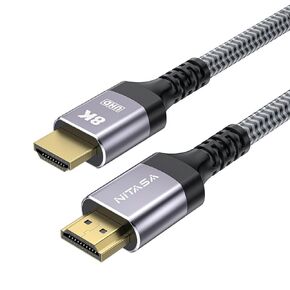8K @ 60 هرتز HDMI إلى HDMI 2.1 كابل 10FT، 48 جيجابت في الثانية 4K @ 120 هرتز سلك HDMI فائق السرعة 28AWG يدعم HDR 3D، HDCP2.3، eARC، DTS لـ Roku Fire TV/Samsung، Vizio، LG PS5/HDTV/Bose Soundbar Steam Deck بلو راي in Kuwait
