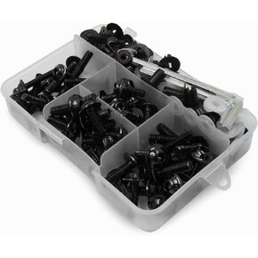 Worldmotop Fairing Bolt Kit براغي مثبتات عالمية متوافقة مع Yamaha Honda Kawasaki سوزوكي BMW، مجموعات مسامير هدية مترية ومجموعة صواميل (أسود)