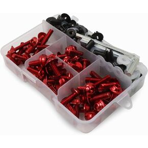 Worldmotop Fairing Bolt Kit Screws Fasteners Universal Compatible with Yamaha Honda Kawasaki Suzuki BMW,Fairing Bolt Kits Metric Bolts and Nuts Kit(Black)