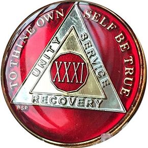 صلاة الصفاء ذات اللون الأحمر الماندرين لمدة 31 عامًا AA Medallion Chip Tri Plate مطلية بالذهب والنيكل in Kuwait