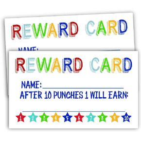 50 Rewards Punch Cards-Incentive Cards for Kids, Students, Teachers, Small Business, Classroom, Chores, Reading Incentive Awards for Teaching Reinforcement Loyalty Cards for Business Customers.