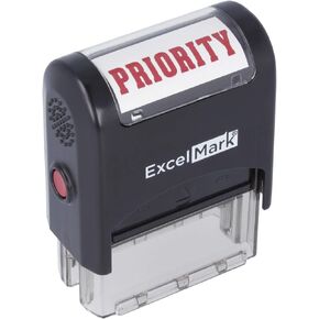 Priority Self Inking Rubber Stamp - Red Ink (ExcelMark A1539)