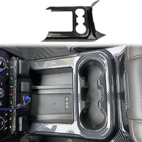 Carbon Fiber Center Console Front Cup Holder Cover Trim for 2019-2021 Chevy Silverado 1500/GMC Sierra 1500 for 2020-2023 Sierra/Silverado 2500 3500 HD