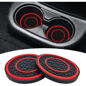 ZKFAR 2 PCS 2.75 Inches Car Cup Coasters, PVC Double Coil Drink Coaster, Car Insulated Coaster, Automotive Anti Slip Cup Holder Insert Coaster, Universal for Most Cars, Trucks, Vans, Boats (Black)