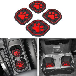حشوات حامل أكواب SENSHINE لملحقات Jeep Wrangler JL JLU 2018-2021 2022 2023، وسادة حصيرة الأكواب لـ Gladiator JT 2020-2022 2023 ملحقات الديكور الداخلي 4 قطع (زخرفة بيضاء، متوهجة في دراك)