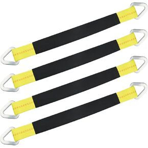 XSTRAP STANDARD 4 Pack of 24 x 2" Axle Strap with Protective Sleeve and D-Ring for Securing Car Transport, Axle Tie Down Straps - 3333 Lb. Capacity 10,000 Breaking Strength