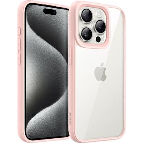 JETech Case for iPhone 15 Pro Max 6.7-Inch, Shockproof Phone Bumper Cover, Solid Color Matte TPU Frame, Anti-Scratch Clear Back (Natural Titanium)