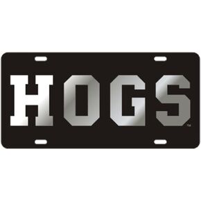 Arkansas Razorbacks Black Laser Cut License Plate - HOGS