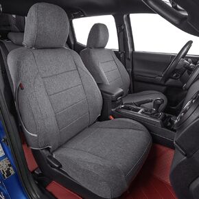 أغطية مقاعد ملائمة مخصصة لسيارة Toyota Tacoma Double Cab/Extending Cab/Crew Cab 2016 2017 2018 2019 2020 2021 2022 2023، واقي مقعد جلدي بتغطية كاملة (مجموعة كاملة، أسود) in Kuwait
