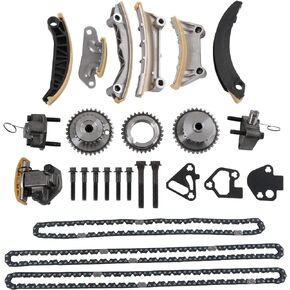 Engine Timing Chain Kit w/Chain Guide Tensioner Sprocket replacement for Buick Enclave Lacrosse Cadillac CTS SRX Chevy Equinox Malibu Traverse GMC Acadia Replace # 9-0753S,12633451, 12633452, 12600459