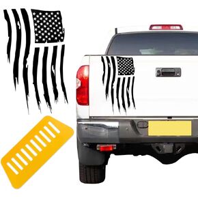 American Flag Sticker,Distressed Decal US Flag Truck Tailgate Vinyl Decal,for Auto Hood SUV Truck Hood Window Door Sides Windshield Car Sticker (Black)