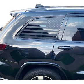 Rear Side Window American Flag Decal Compatible with 2011-2015 2016 2017 2018 2019 2020 2021 Jeep Grand Cherokee Accessories, Precut Back Side Window USA Flag Vinyl Sticker(Matte Black)