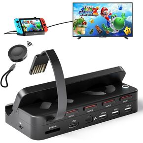 Alxum Nintendo Switch Game Switcher - 4 in 1 Switch Game Card Reader with Upgrade Version Remote Control Switching, Nintendo Switch Multi Game Card Switcher Game Changer for Switch/Switch OLED Player