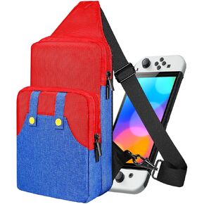 Travel Bag for Nintendo Switch/Lite/OLED for Teens Boys Kids Girls Cute Switch Backpack Carrying Crossbody Shoulder Gaming Sling Bag Large Capacity Portable for Nintendo Accessories Storage