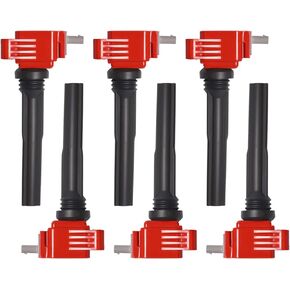 ENA Set of 6 Red Ignition Coil Pack 3.5 Compatible with Lincoln Ford 2017 2018 2019 2020 2021 F150 GT, 2018 2019 2020 2021 Expedition Navigator 3.5L V6 Coils Replacement for UF826 HL3Z12029A 368330