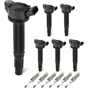 Set of 6 Ignition Coils Pack 6 Iridum Spark Plugs Compatible with Toyota Avalon Highlander Avalon Camry RAV4 Sienna Venza, Lexus RX450h ES350 IS350 Replace UF487