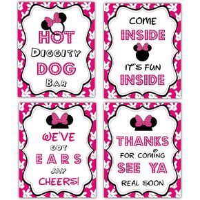 8x 10 inch Mickey Mouse Birthday Sign Printed in Cardstock | Mickey Mouse Party supplies | Mickey Mouse Clubhouse inspired Door Sign | Hot Diggity Dog Bar Party Sign (Minnie sign)