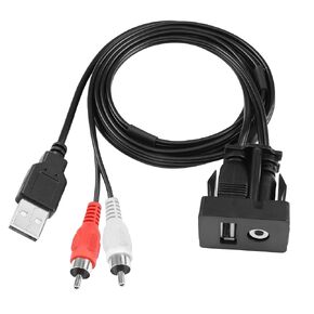 YACSEJAO USB RCA Flush Mount Cable USB 2.0 Male to Female and 2 RCA Male to 3.5mm Female AUX Dash Panel Extension Cable for Car, Boat, Motorcycle, 1M