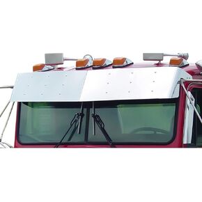 RoadWorks | 45010RW | 12" Drop Visor | Stainless Steel | Fits 1985-1998 Kenworth W900 Style Cab with Flat Windshield