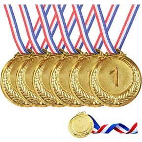 6 Pcs Gold Medals for Awards Metal Award Medals Olympic Style Winner Awards for Sports Party for K-ids and Adults（Gold