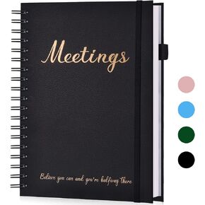 JUBTIC Meeting Notebook for Work with Action Items, Project Planner for Business Easily Taking Meeting Notes and Keep Agendas on Track, Work Planner Organizer for Women and Man - Light Blue(7x10")