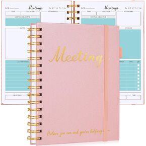 JUBTIC Meeting Notebook for Work with Action Items, Project Planner for Business Easily Taking Meeting Notes and Keep Agendas on Track, Work Planner Organizer for Women and Man - Light Blue(7x10")