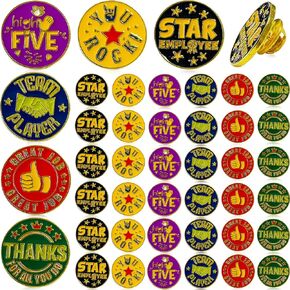 48 Pcs Employee of The Month Lapel Pin 3/4 Inch Employee Appreciation Lapel Pin 6 Style Employee Enamel Pins Employee Recognition Pins Motivational Pins for Award Employees Staff Team Gift