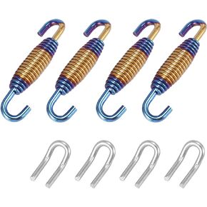 Motoforti 2 Set 34mm 1.34" Motorcycle Exhaust Pipe Spring with U Shape Hooks Stainless Steel Yellow Blue