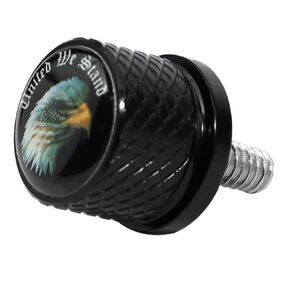 Stainless Knurled Fender Seat Bolt Screw 1/4"-20 Thread Compatible with Harley 1996-2023 Sportster Dyna Touring Softail CVO - United We Stand - Chrome