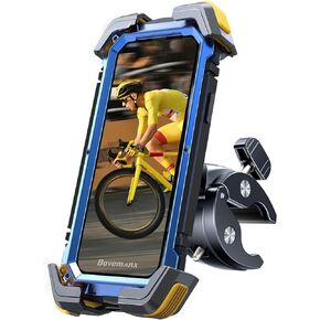 Motorcycle Phone Mount Holder,【Military Drop Proof】【360° Rotate Ultra-Stable】 Bike Phone Holder Handlebar Cell Phone Clamp for Scooter, Bicycle, Dirt Bike, for Phone 4-7.2" Thick Case