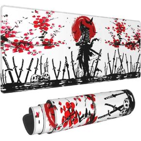 Black and Red Japanese Landscapes Gaming Mouse Pad 31.5 × 11.8 × 0.12 Inch Extra Large Keyboard Mouse Mat XL Non-Slip Rubber Base Personalized Desk Pad for Home Computer Office Laptop