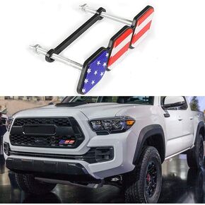 Tri-Color Grille Badge Emblem Decoration Accessories Car Truck Label Compatible for Tacoma 4Runner Tundra Sequoia Rav4 Highlander (Mountain Dark Blue/Sky Blue/White)